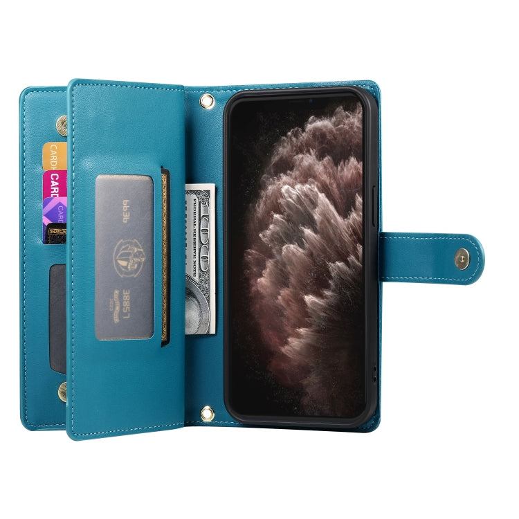 For iPhone 11 Pro Max Nine Card-slot Zipper Wallet Bag Leather Phone Case