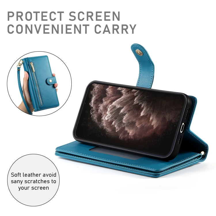 For iPhone 11 Pro Max Nine Card-slot Zipper Wallet Bag Leather Phone Case