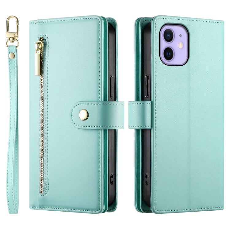 For iPhone 12 / 12 Pro Nine Card-slot Zipper Wallet Bag Leather Phone Case