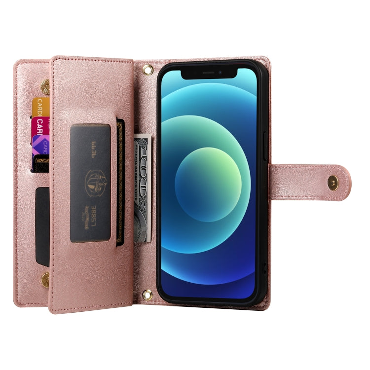 For iPhone 12 mini Nine Card-slot Zipper Wallet Bag Leather Phone Case