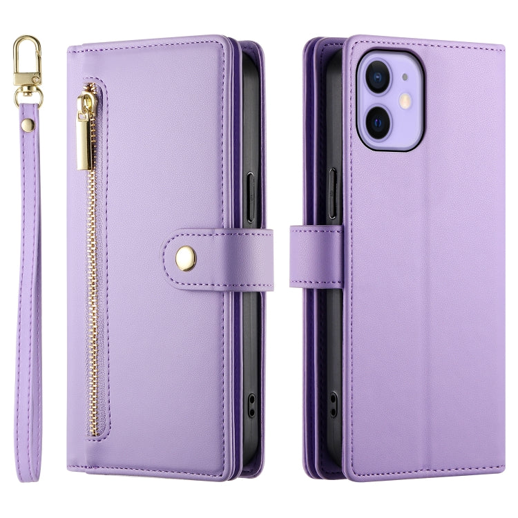 For iPhone 12 mini Nine Card-slot Zipper Wallet Bag Leather Phone Case