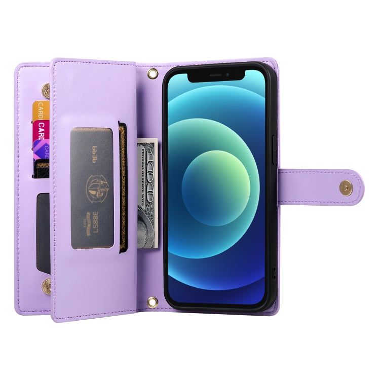 For iPhone 12 mini Nine Card-slot Zipper Wallet Bag Leather Phone Case