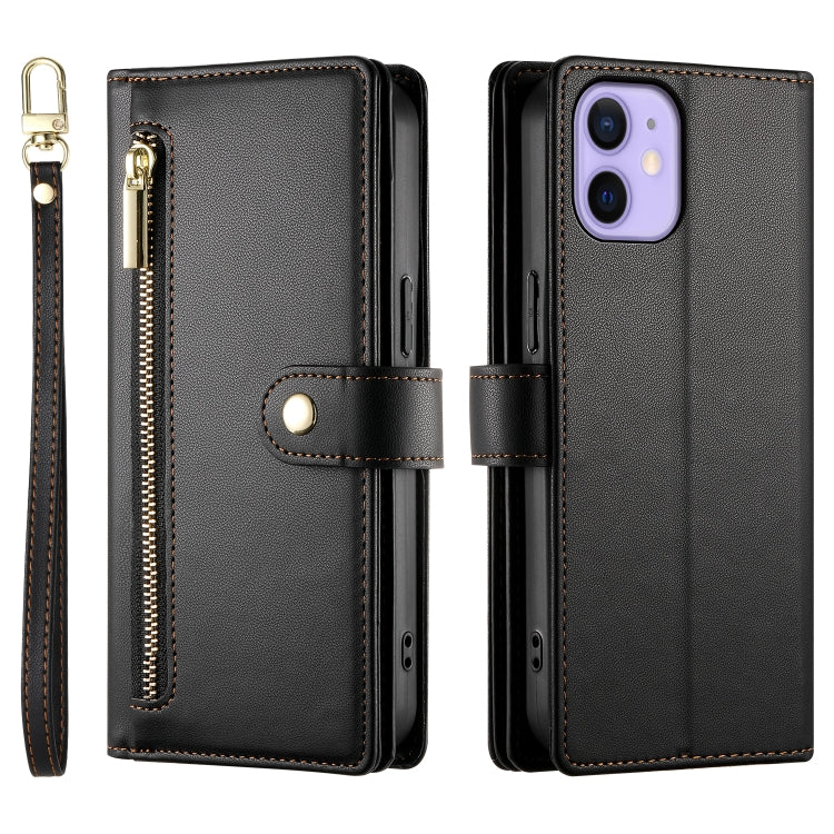 For iPhone 12 mini Nine Card-slot Zipper Wallet Bag Leather Phone Case