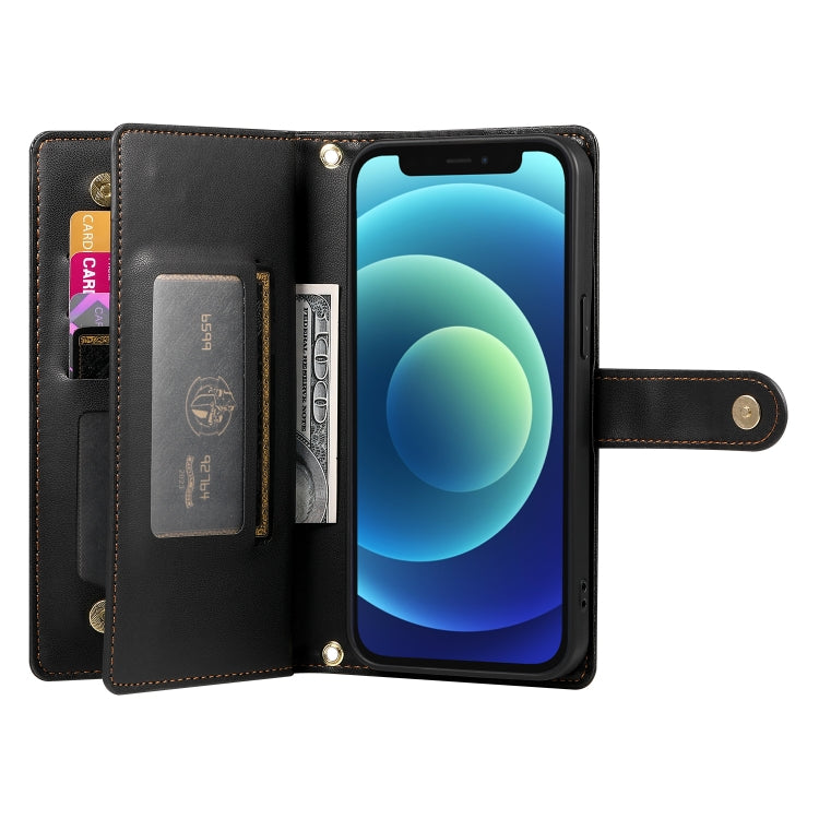 For iPhone 12 mini Nine Card-slot Zipper Wallet Bag Leather Phone Case
