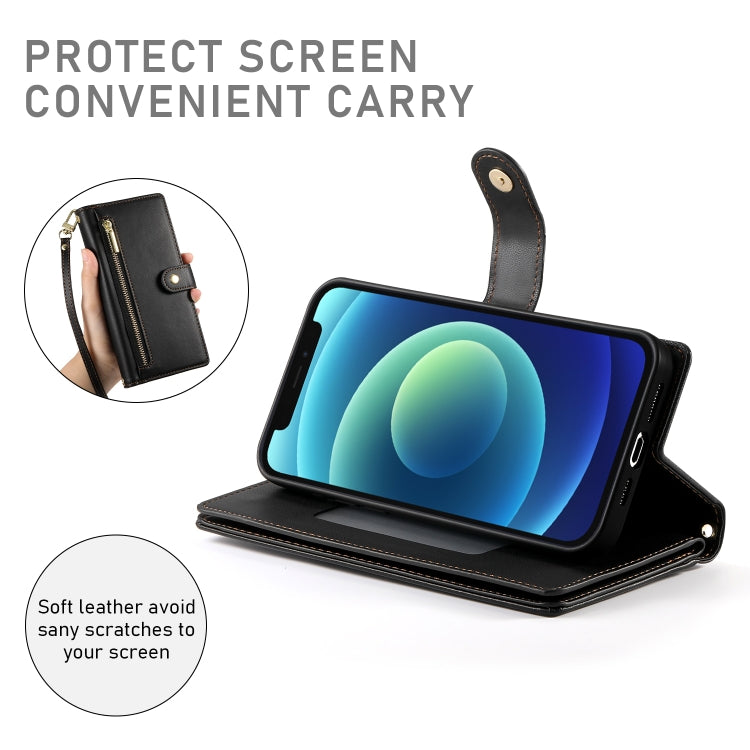 For iPhone 12 mini Nine Card-slot Zipper Wallet Bag Leather Phone Case
