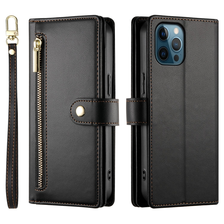 For iPhone 12 Pro Max Nine Card-slot Zipper Wallet Bag Leather Phone Case