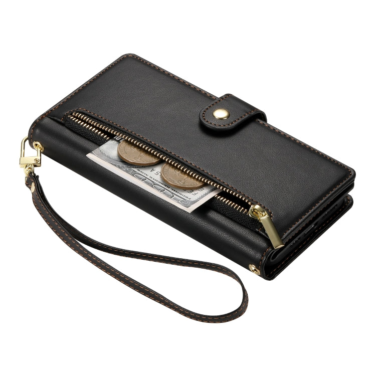 For iPhone 13 Nine Card-slot Zipper Wallet Bag Leather Phone Case