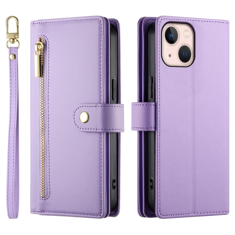 For iPhone 13 mini Nine Card-slot Zipper Wallet Bag Leather Phone Case