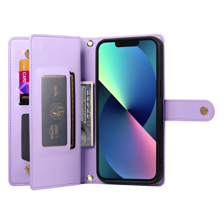 For iPhone 13 mini Nine Card-slot Zipper Wallet Bag Leather Phone Case