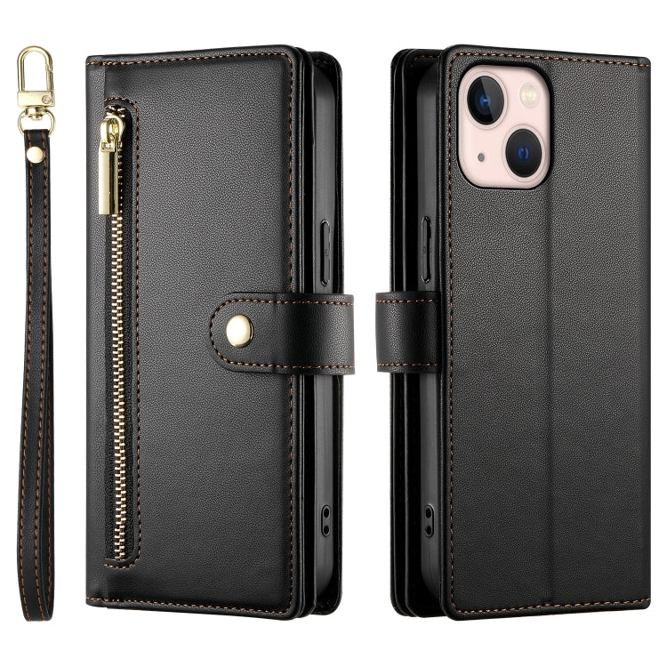For iPhone 13 mini Nine Card-slot Zipper Wallet Bag Leather Phone Case