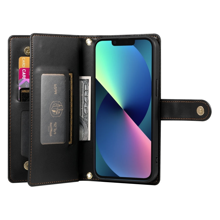 For iPhone 13 mini Nine Card-slot Zipper Wallet Bag Leather Phone Case