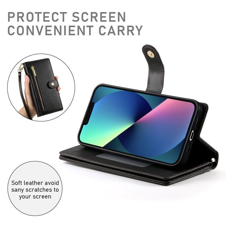 For iPhone 13 mini Nine Card-slot Zipper Wallet Bag Leather Phone Case