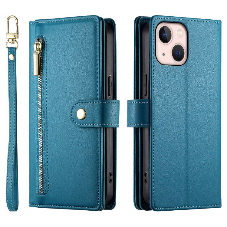 For iPhone 13 mini Nine Card-slot Zipper Wallet Bag Leather Phone Case