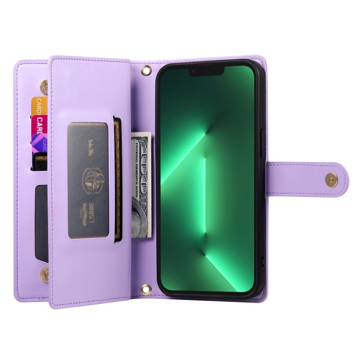 For iPhone 13 Pro Nine Card-slot Zipper Wallet Bag Leather Phone Case