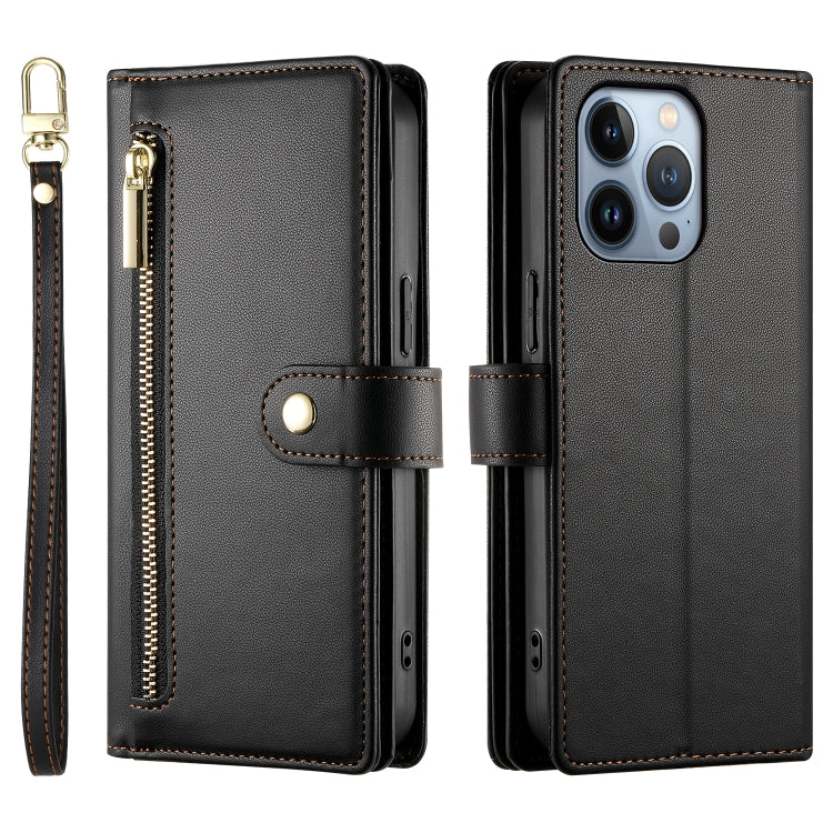 For iPhone 13 Pro Nine Card-slot Zipper Wallet Bag Leather Phone Case