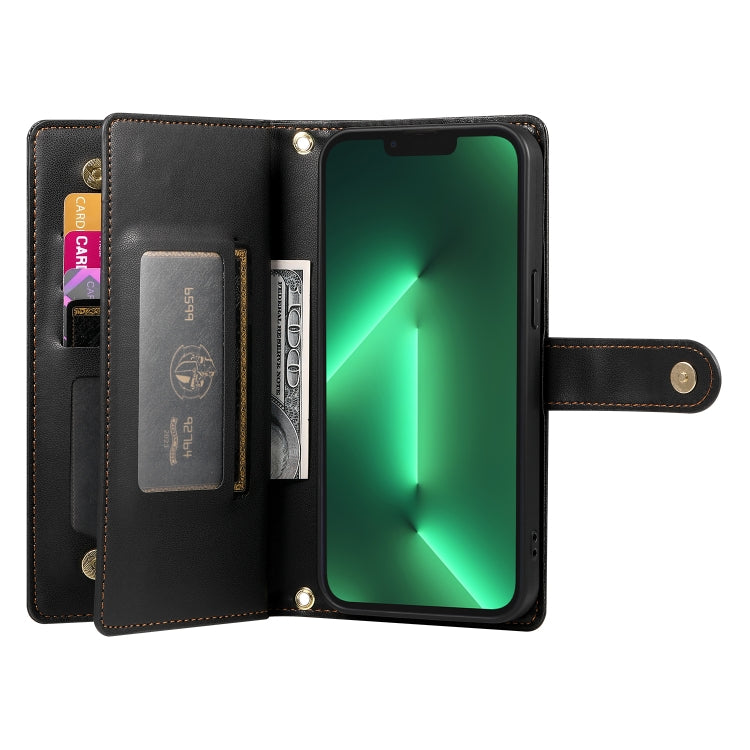 For iPhone 13 Pro Nine Card-slot Zipper Wallet Bag Leather Phone Case