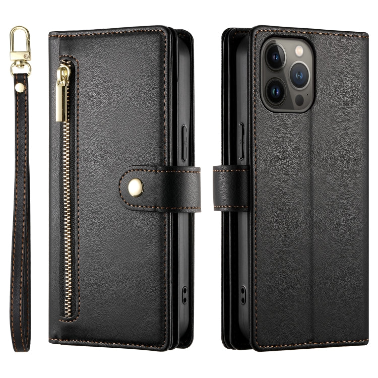 For iPhone 13 Pro Max Nine Card-slot Zipper Wallet Bag Leather Phone Case
