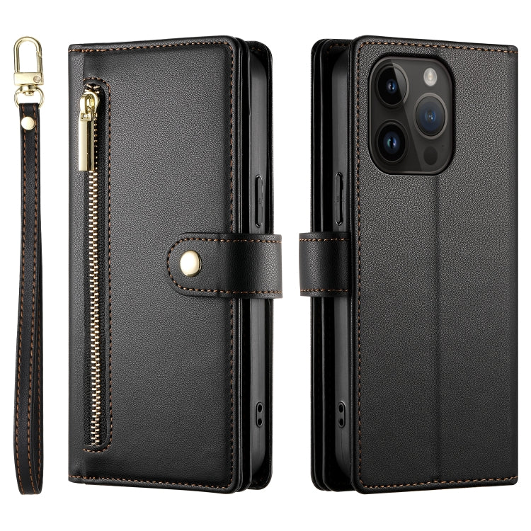 For iPhone 14 Pro Nine Card-slot Zipper Wallet Bag Leather Phone Case