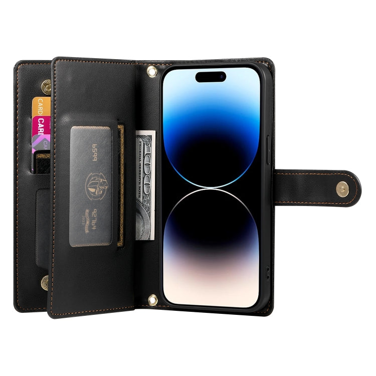 For iPhone 14 Pro Nine Card-slot Zipper Wallet Bag Leather Phone Case