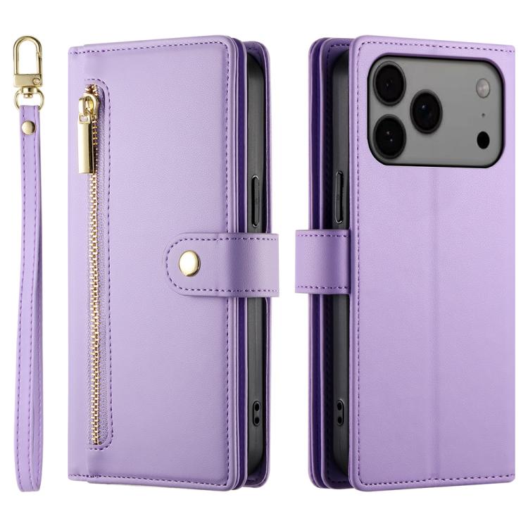 For iPhone 17 Pro Max Nine Card-slot Zipper Wallet Bag Leather Phone Case