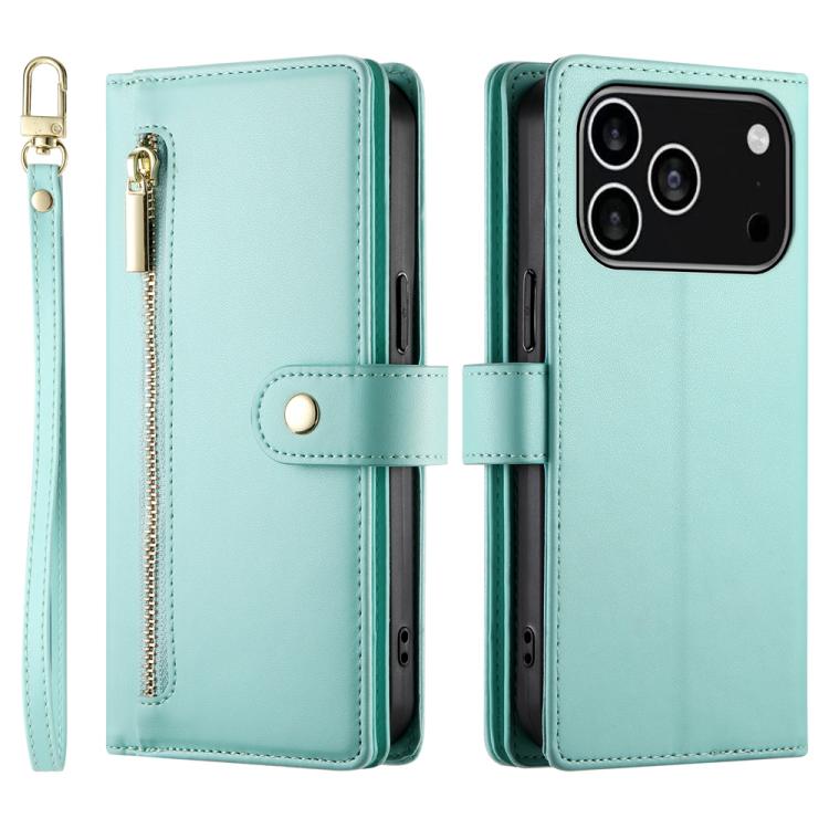 For iPhone 17 Pro Nine Card-slot Zipper Wallet Bag Leather Phone Case