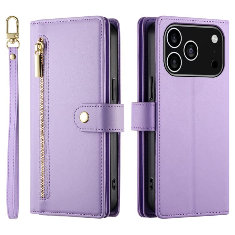 For iPhone 17 Pro Nine Card-slot Zipper Wallet Bag Leather Phone Case