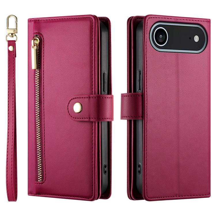 For iPhone Air Nine Card-slot Zipper Wallet Bag Leather Phone Case