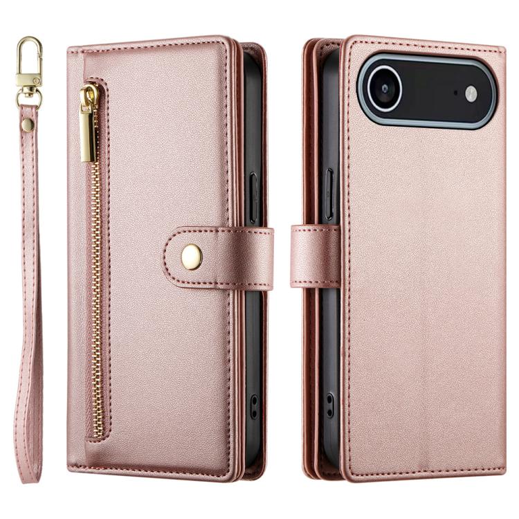 For iPhone Air Nine Card-slot Zipper Wallet Bag Leather Phone Case