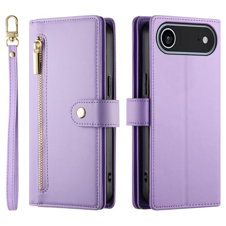 For iPhone Air Nine Card-slot Zipper Wallet Bag Leather Phone Case