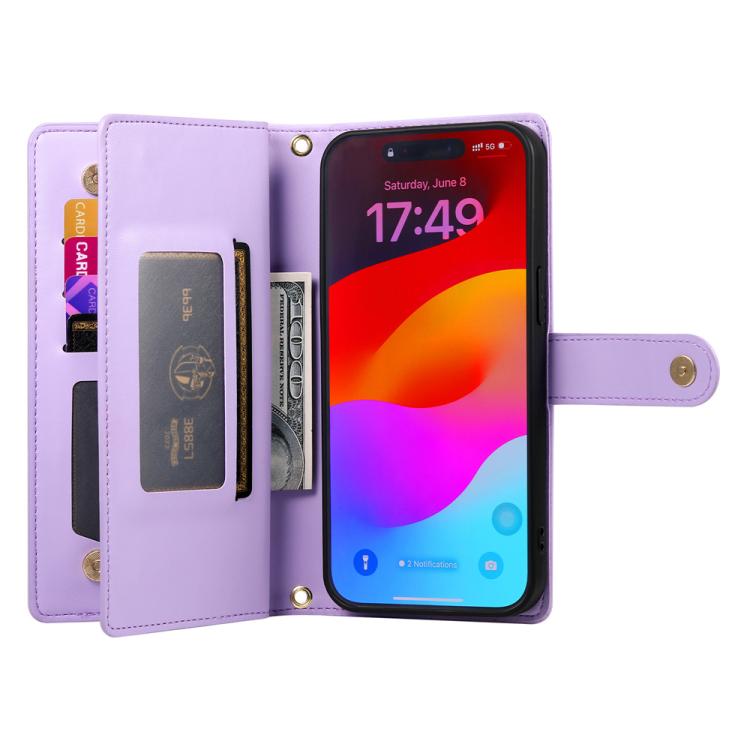 For iPhone Air Nine Card-slot Zipper Wallet Bag Leather Phone Case
