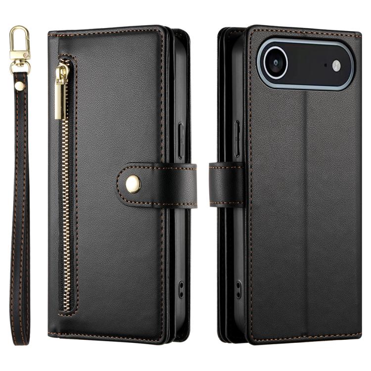 For iPhone Air Nine Card-slot Zipper Wallet Bag Leather Phone Case