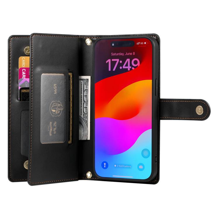 For iPhone Air Nine Card-slot Zipper Wallet Bag Leather Phone Case