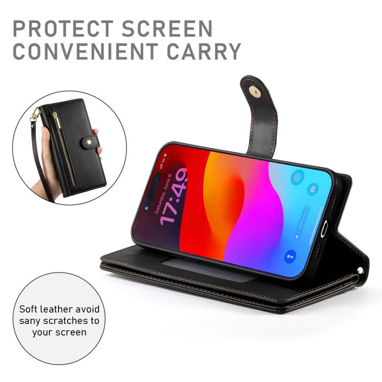 For iPhone Air Nine Card-slot Zipper Wallet Bag Leather Phone Case