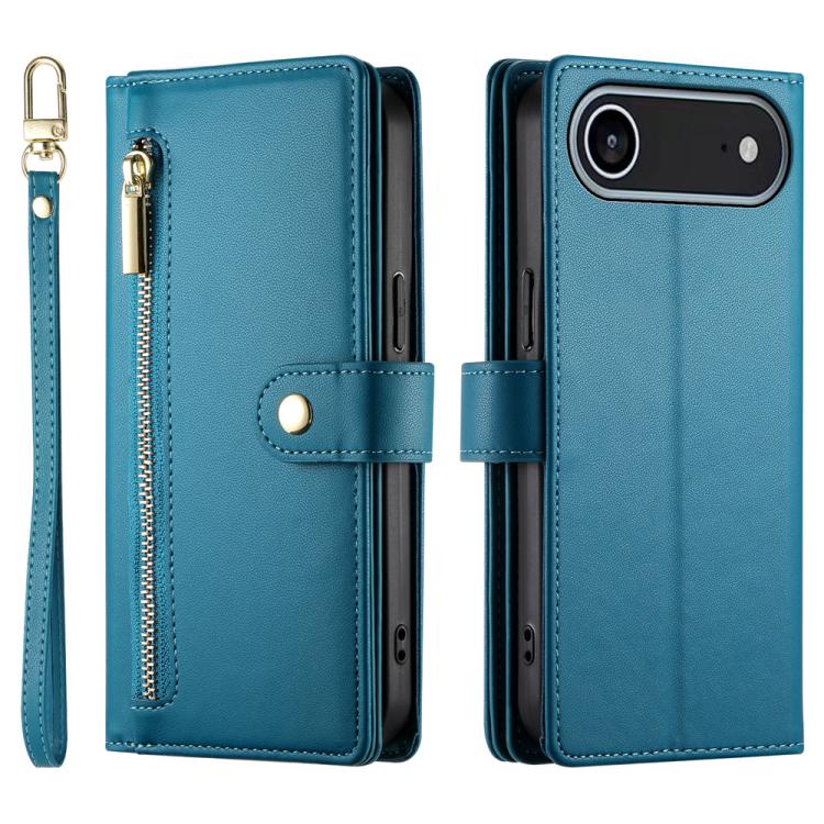 For iPhone Air Nine Card-slot Zipper Wallet Bag Leather Phone Case