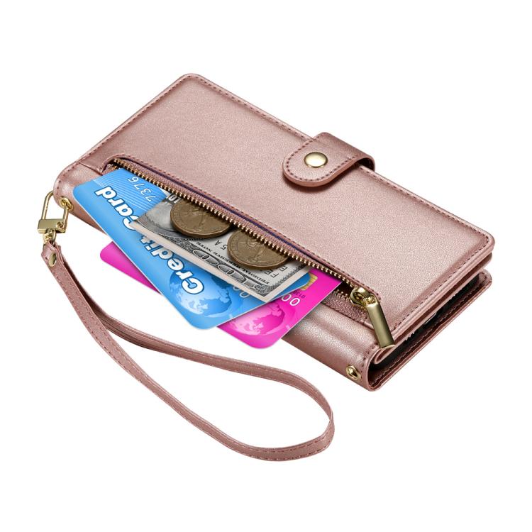 For iPhone 17 Nine Card-slot Zipper Wallet Bag Leather Phone Case