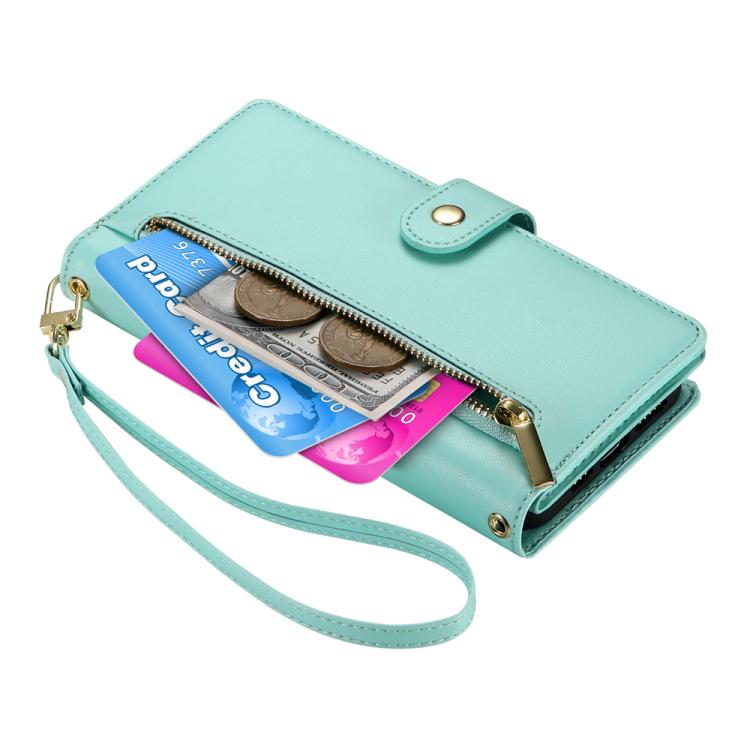 For iPhone 17 Nine Card-slot Zipper Wallet Bag Leather Phone Case