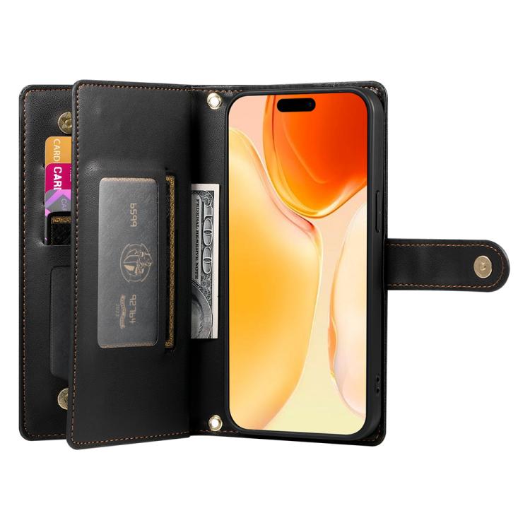 For iPhone 17 Nine Card-slot Zipper Wallet Bag Leather Phone Case