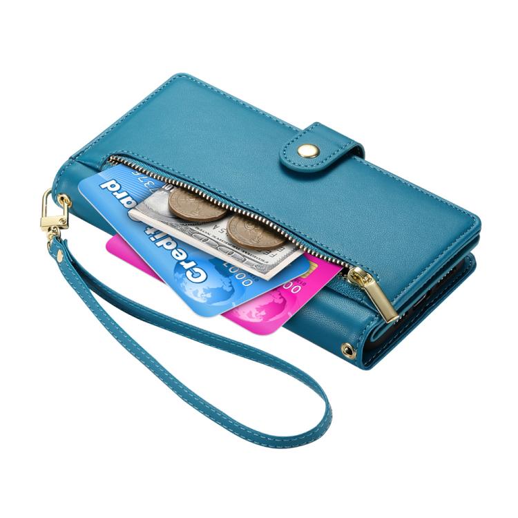For iPhone 17 Nine Card-slot Zipper Wallet Bag Leather Phone Case