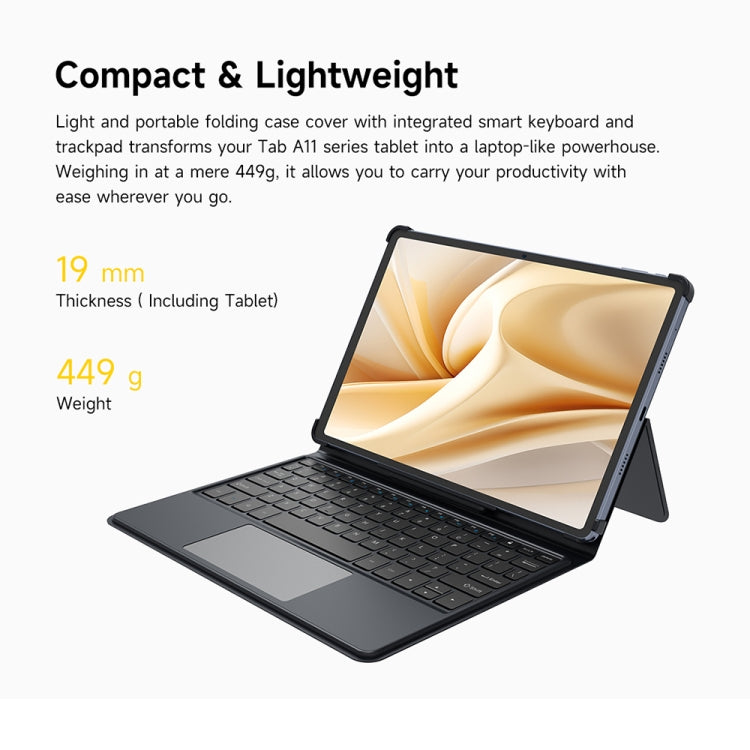 Ulefone Pogo Pin Smart Keyboard & Tablet Leather Case For Tab A11 Pro - Grey