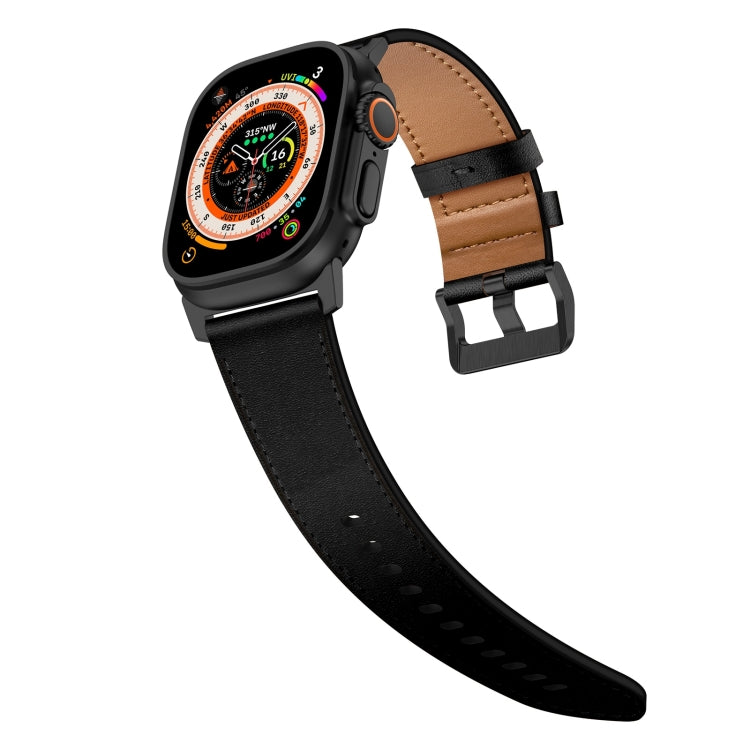 For Apple Watch SE 44mm Wilderness Top-grain Leather Watch Band