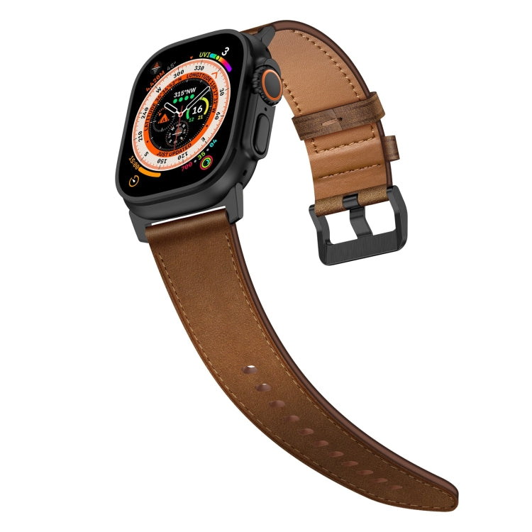 For Apple Watch SE 44mm Wilderness Top-grain Leather Watch Band