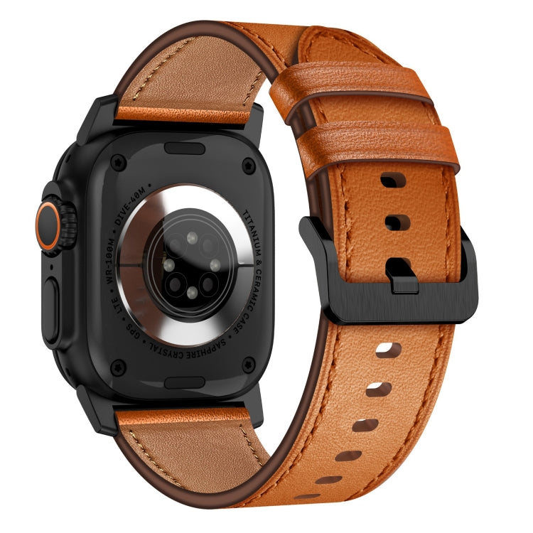 For Apple Watch SE 44mm Wilderness Top-grain Leather Watch Band