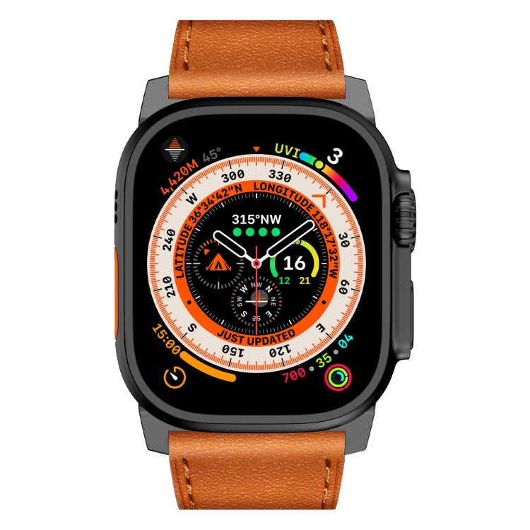 For Apple Watch SE 44mm Wilderness Top-grain Leather Watch Band