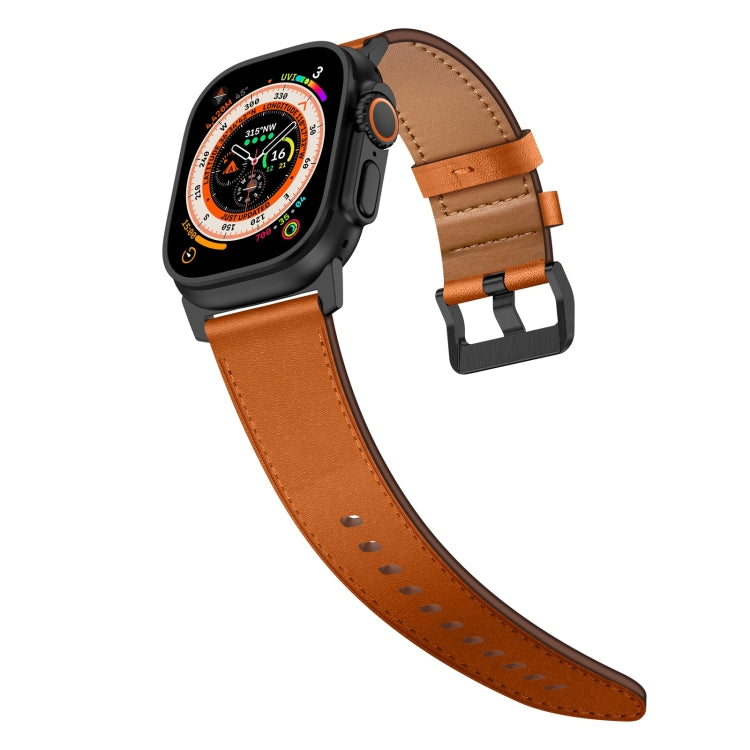 For Apple Watch SE 44mm Wilderness Top-grain Leather Watch Band