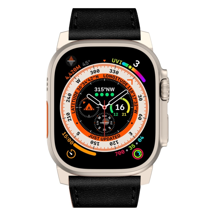 For Apple Watch SE 44mm Wilderness Top-grain Leather Watch Band