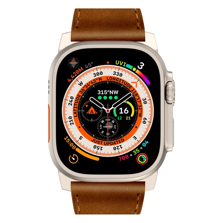 For Apple Watch SE 44mm Wilderness Top-grain Leather Watch Band