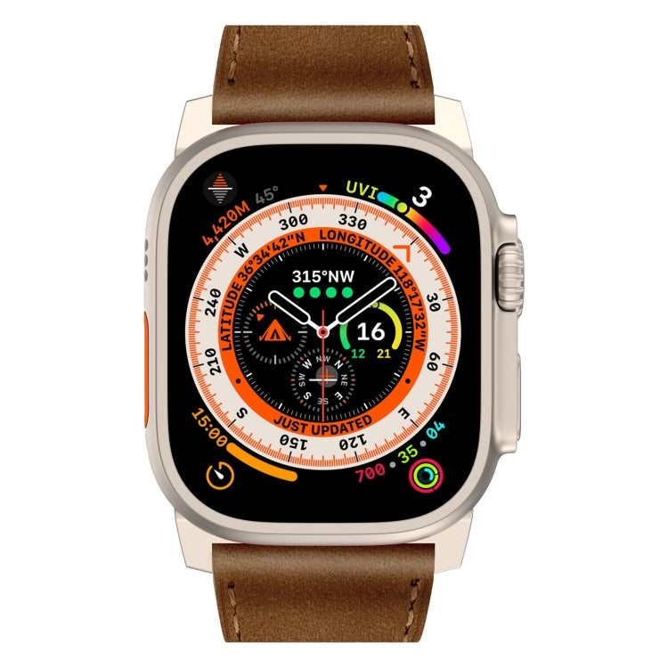 For Apple Watch SE 44mm Wilderness Top-grain Leather Watch Band