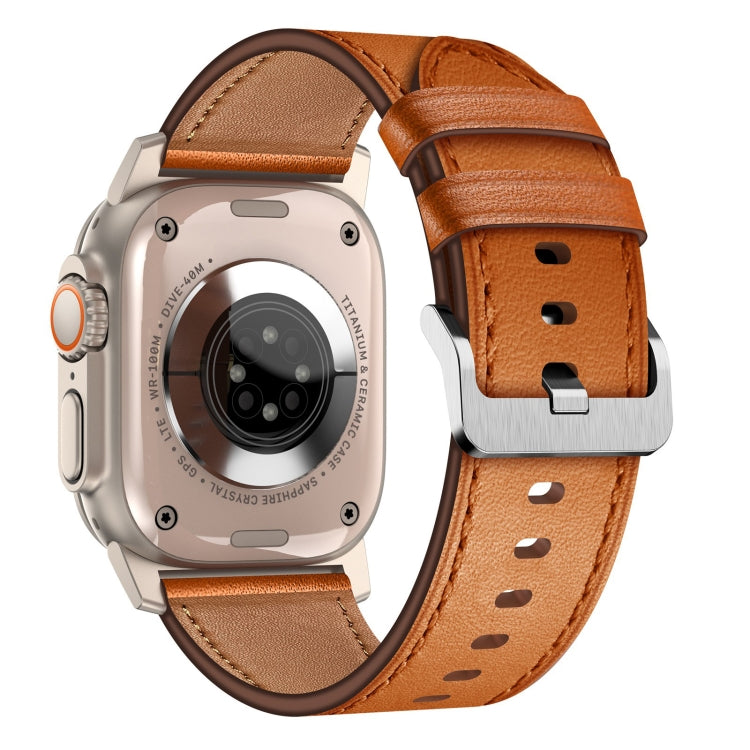 For Apple Watch SE 44mm Wilderness Top-grain Leather Watch Band