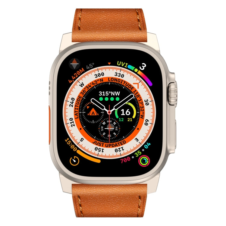 For Apple Watch SE 44mm Wilderness Top-grain Leather Watch Band