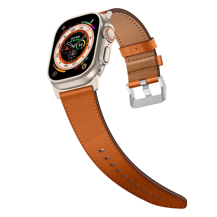 For Apple Watch SE 44mm Wilderness Top-grain Leather Watch Band